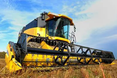 combine harvester in the field
